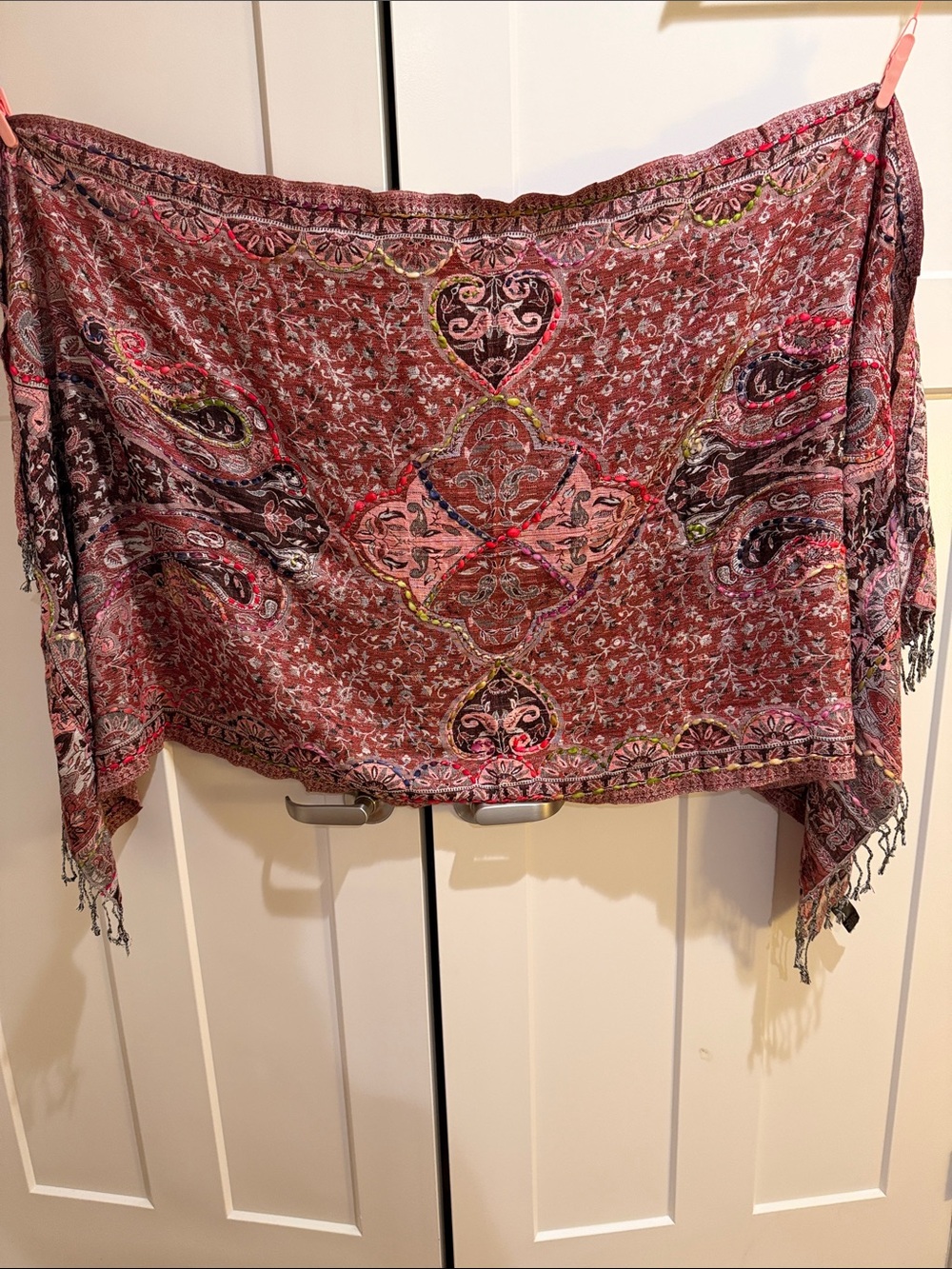 Paisley Rayon Sundress in Mixed Burgundy and Tan